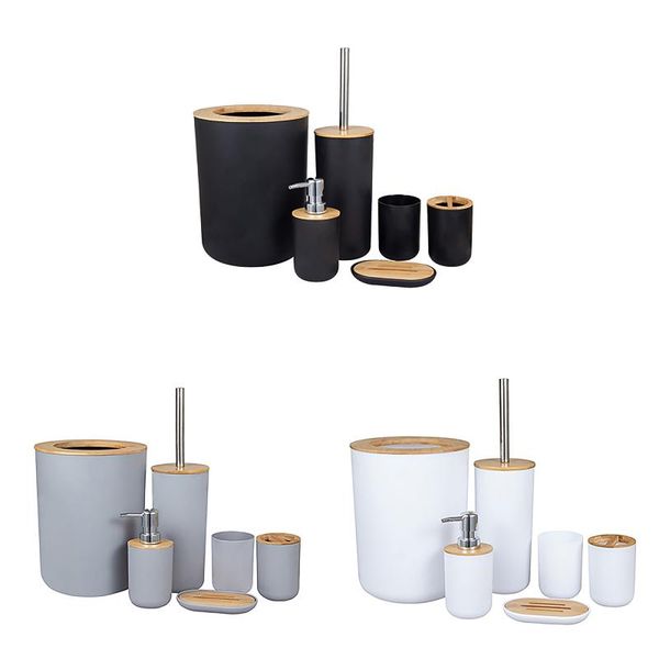 bath accessory set 6pcs bathroom accessories bamboo kit toothbrush holder soap dispenser toilet brush trash can
bath accessory set 6pcs bathroom accessories bamboo kit toothbrush holder soap dispenser toilet brush trash can