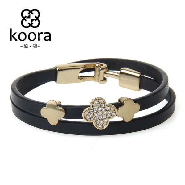 2020 new style accessories four leaf grass bracelet leather bracelet fashion trend two circle women's jewelry, Black
2020 new style accessories four leaf grass bracelet leather bracelet fashion trend two circle women's jewelry, Black