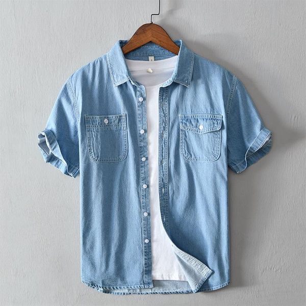 men's casual shirts men blue denim summer thin short sleeve jean male pure cotton cowboy button up vintage clothes, White;black
men's casual shirts men blue denim summer thin short sleeve jean male pure cotton cowboy button up vintage clothes, White;black