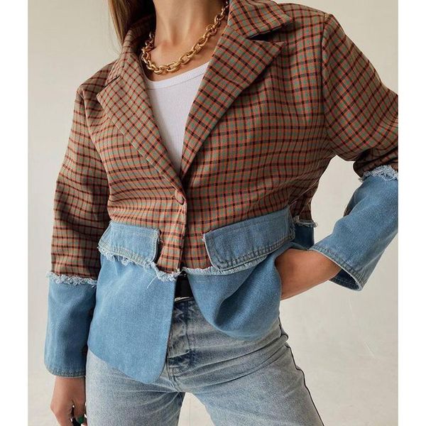 novalya retro notched patchwork denim blazers women fashion single button jackets elegant side pockets suits female ladies women's &, White;black
novalya retro notched patchwork denim blazers women fashion single button jackets elegant side pockets suits female ladies women's &, White;black