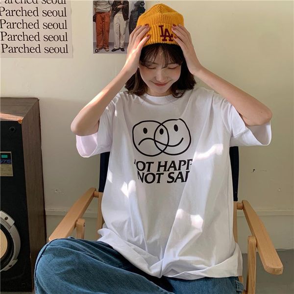 women's t-shirt alphabet cartoon print ins trendy korean style loose wear western slimming all-match summer 2021short, White
women's t-shirt alphabet cartoon print ins trendy korean style loose wear western slimming all-match summer 2021short, White