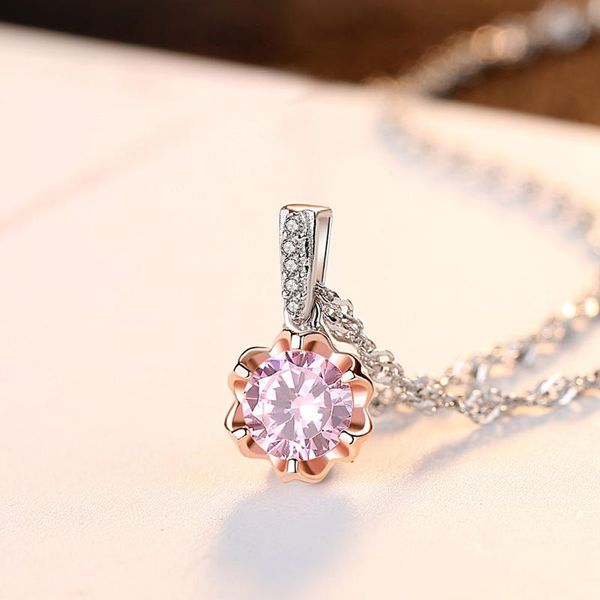 pendants sterling silver necklace 3a pink zircon flower pendant double color gold boutique ladies accessories wholesale, Black
pendants sterling silver necklace 3a pink zircon flower pendant double color gold boutique ladies accessories wholesale, Black