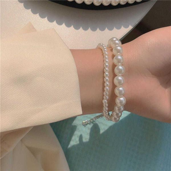 charm bracelets aomu 2021 korea handmade imitation pearl double-layer bracelet for women girls fashion temperament jewelry gifts, Golden;silver
charm bracelets aomu 2021 korea handmade imitation pearl double-layer bracelet for women girls fashion temperament jewelry gifts, Golden;silver