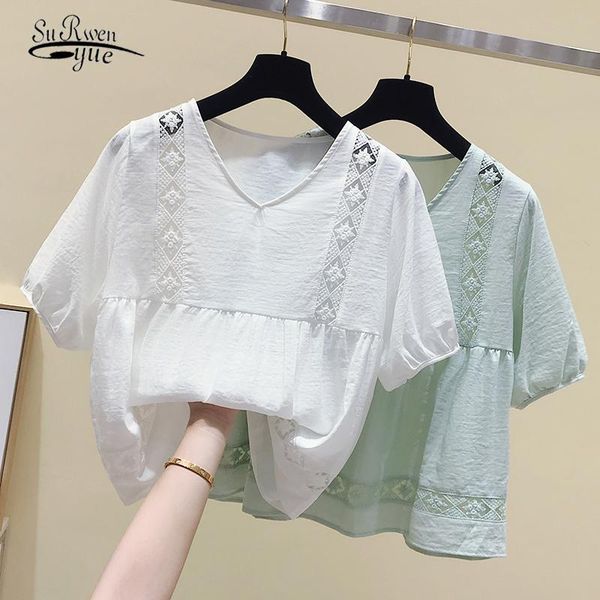 women's blouses & shirts korean fashion clohthing solid v-neck women and loose short sleeve white elegant office lady blusa 9715
women's blouses & shirts korean fashion clohthing solid v-neck women and loose short sleeve white elegant office lady blusa 9715