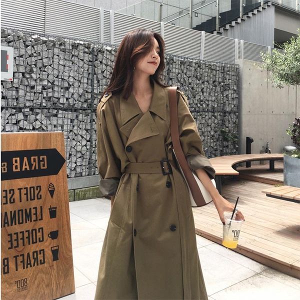 women's trench coats 2021 spring windbreaker female lapel coat quality brand women clothing long outwear femme, Tan;black
women's trench coats 2021 spring windbreaker female lapel coat quality brand women clothing long outwear femme, Tan;black