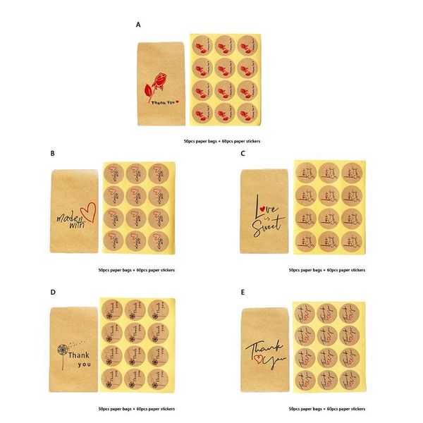 gift wrap 50pcs kraft paper bag with 60pcs thank you round label stickers for candy package bags wedding party favors suplies
gift wrap 50pcs kraft paper bag with 60pcs thank you round label stickers for candy package bags wedding party favors suplies