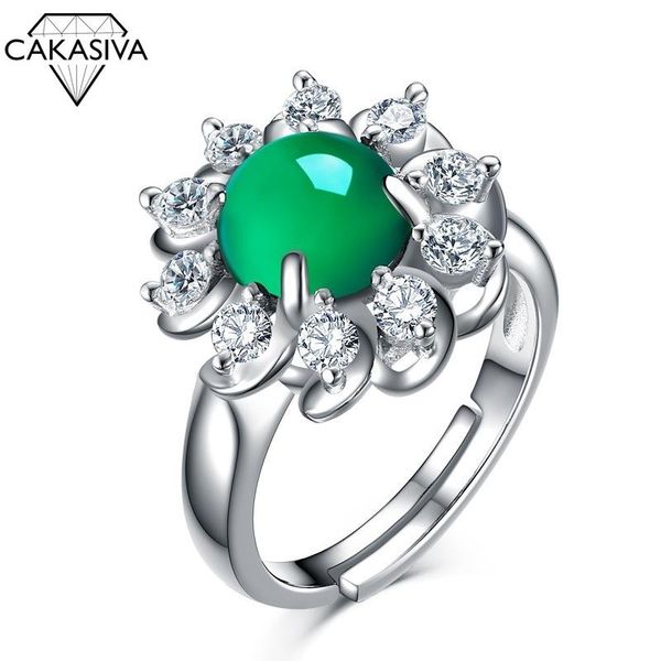 cluster rings women's 925 silver green agate open ring engagement wedding gift jewelry wholesale, Golden;silver 
cluster rings women's 925 silver green agate open ring engagement wedding gift jewelry wholesale, Golden;silver
