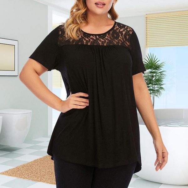 women's t-shirt summer lades oversize women lace pleated short-sleeved street wear clothes, White
women's t-shirt summer lades oversize women lace pleated short-sleeved street wear clothes, White