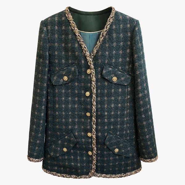 women's jackets fall winter long sleeve v neck green plaid tweed weave panelled single-breasted jacket elegant casual short outwear coa, Black;brown
women's jackets fall winter long sleeve v neck green plaid tweed weave panelled single-breasted jacket elegant casual short outwear coa, Black;brown