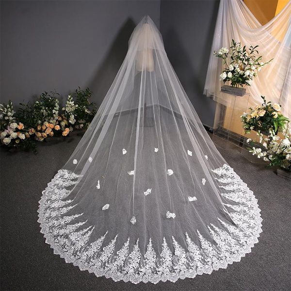 bridal veils white lace edge size 380cm*300cm long women velos de novia luxury bride cathedral wedding veil, Black
bridal veils white lace edge size 380cm*300cm long women velos de novia luxury bride cathedral wedding veil, Black
