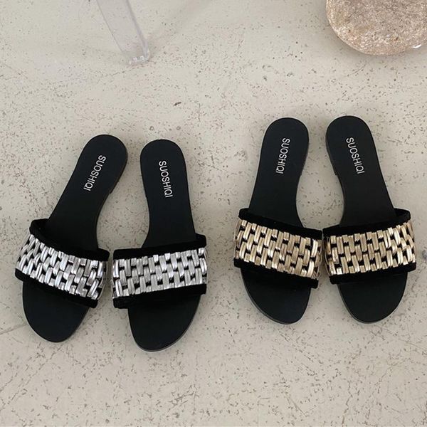 slippers 2021 luxury slides women mules fetish summer flats gold silver sandals slip on platform stripper office beach shoes, Black
slippers 2021 luxury slides women mules fetish summer flats gold silver sandals slip on platform stripper office beach shoes, Black