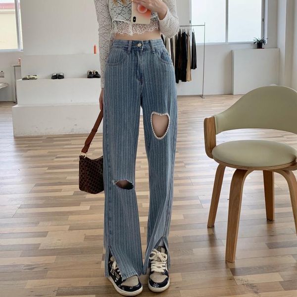 women's jeans hole love y2k women 2021 summer high waist pantalones de mujer slit flared pants loose straight long pantalon pour femme, Blue
women's jeans hole love y2k women 2021 summer high waist pantalones de mujer slit flared pants loose straight long pantalon pour femme, Blue