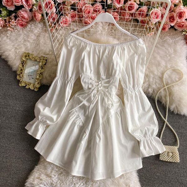 casual dresses early autumn dress 2021 retro gothic women white black bandage mini off shoulder puff sleeve korean vestidos, Black;gray
casual dresses early autumn dress 2021 retro gothic women white black bandage mini off shoulder puff sleeve korean vestidos, Black;gray
