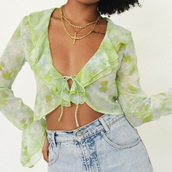 women's t-shirt summer deep v neck y2k t shirt print long sleeve crop women ruffles casual bandage beach shirts see through, White
women's t-shirt summer deep v neck y2k t shirt print long sleeve crop women ruffles casual bandage beach shirts see through, White