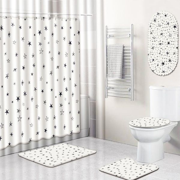 modern simple bathroom shower curtain non-slip mat five-piece carpet rugs and set luxury bath mats
modern simple bathroom shower curtain non-slip mat five-piece carpet rugs and set luxury bath mats