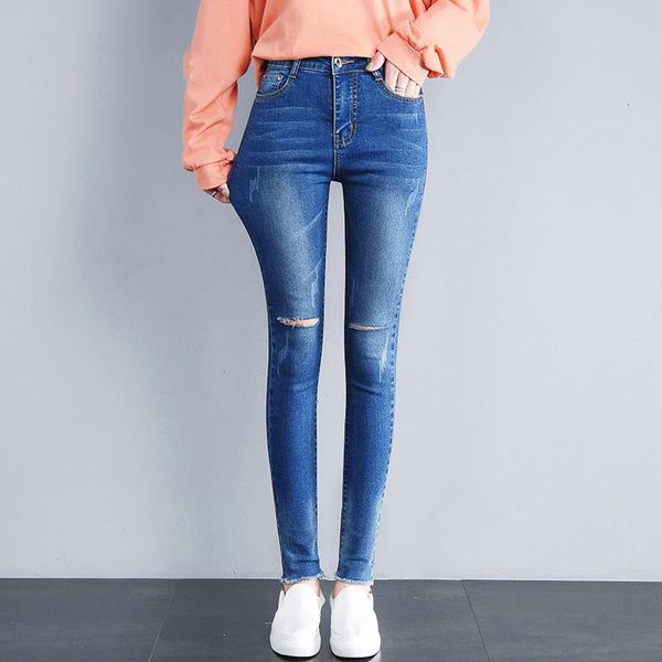 women's woman stretch skinny jeans with waist women washed denim ladies high elastic pencil pants, Blue
women's woman stretch skinny jeans with waist women washed denim ladies high elastic pencil pants, Blue