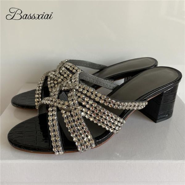 dress shoes cross narrow band crystal sandals women summer open toe med heel slingbacks real leather rhinestone party, Black
dress shoes cross narrow band crystal sandals women summer open toe med heel slingbacks real leather rhinestone party, Black