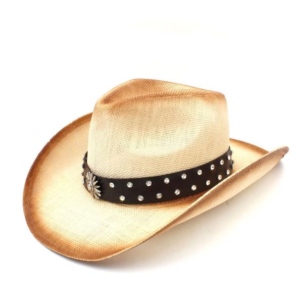 cloches fashion women men straw western cowboy hat with punk leather band for lady dad sombrero hombre cowgirl jazz caps size 58cm, Blue;gray
cloches fashion women men straw western cowboy hat with punk leather band for lady dad sombrero hombre cowgirl jazz caps size 58cm, Blue;gray