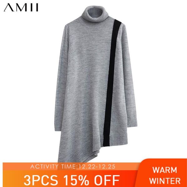 amii minimalism winter dress for women causal wool patchwork loose irregular hem women's turtleneck sweater 12070649 sweaters, White;black
amii minimalism winter dress for women causal wool patchwork loose irregular hem women's turtleneck sweater 12070649 sweaters, White;black