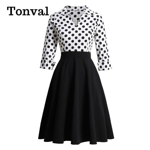 casual dresses tonval white and black two tone polka dot elegant vintage midi dress for women three quarter sleeve winter office ladies clot, Black;gray
casual dresses tonval white and black two tone polka dot elegant vintage midi dress for women three quarter sleeve winter office ladies clot, Black;gray