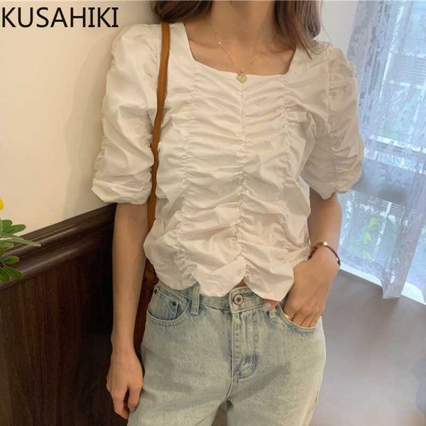 korean pleated short women puff sleeve square collar blouse shirt summer sweet blusas mujer de moda 6g143 210603, White
korean pleated short women puff sleeve square collar blouse shirt summer sweet blusas mujer de moda 6g143 210603, White
