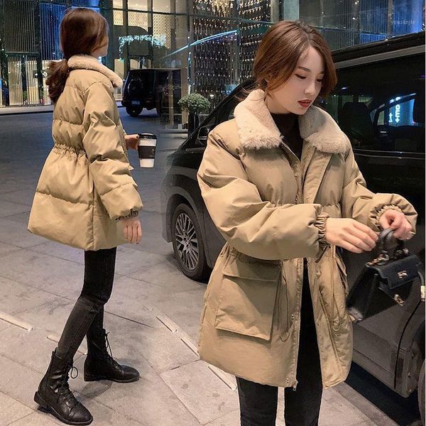 winter cotton padded jacket korean version loose women's fashion hong kong style mid long waist down & parkas, Black
winter cotton padded jacket korean version loose women's fashion hong kong style mid long waist down & parkas, Black