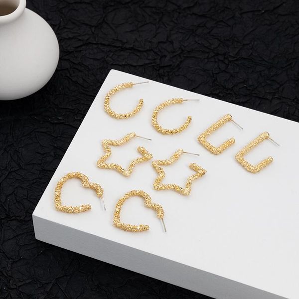 hoop & huggie jaeeyin 2021 trendy geometric square heart oval star earring irregular surface jewelry accessories piercing gift for women, Golden;silver
hoop & huggie jaeeyin 2021 trendy geometric square heart oval star earring irregular surface jewelry accessories piercing gift for women, Golden;silver