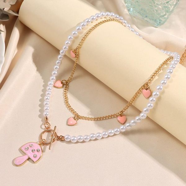 chokers korean pink mushroom pearls beaded necklaces for women drop glaze heart metal clavicle chain layered choker necklace jewelry, Golden;silver
chokers korean pink mushroom pearls beaded necklaces for women drop glaze heart metal clavicle chain layered choker necklace jewelry, Golden;silver