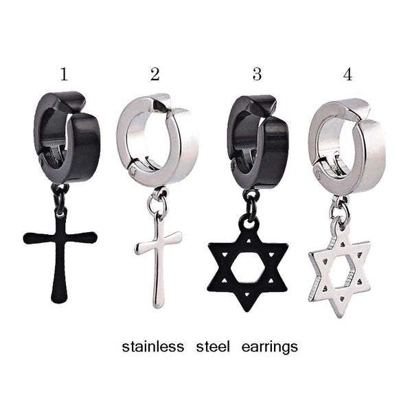 clip-on & screw back men's earring titanium steel cross six-pointed star fashion jewelry for men women couple single, Silver
clip-on & screw back men's earring titanium steel cross six-pointed star fashion jewelry for men women couple single, Silver