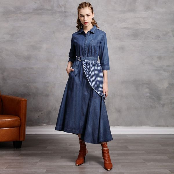 johnature women denim dresses patchwork bandage irregular pockets blue autumn button turn-down collar female vintage dress 210521, Black;gray
johnature women denim dresses patchwork bandage irregular pockets blue autumn button turn-down collar female vintage dress 210521, Black;gray