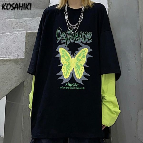 women's t-shirt kosahiki 2021 harajuku butterfly patchwork women tshirt japanese streetwear fake two piece loose casual print t shirt, White
women's t-shirt kosahiki 2021 harajuku butterfly patchwork women tshirt japanese streetwear fake two piece loose casual print t shirt, White