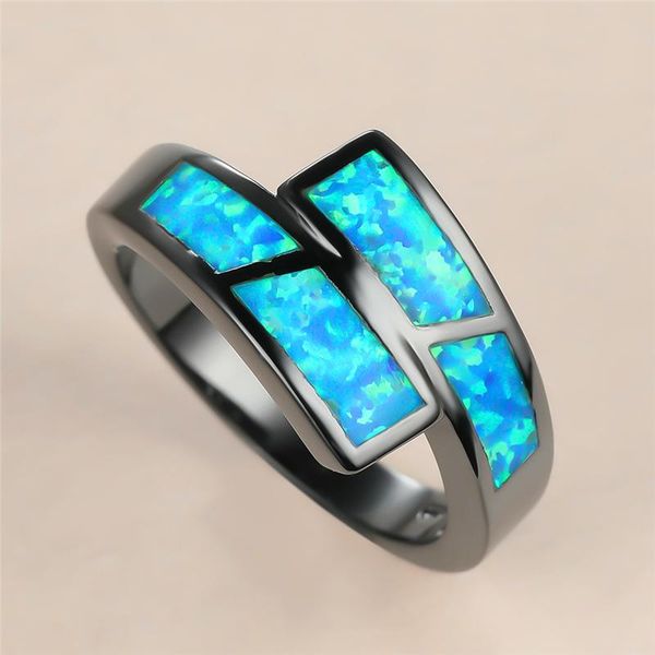 Luxury Female Blue Opal Stone Ring Charm 14KT Black Gold Big Wedding Rings For Women Dainty Bride Geometry Engagement, Slivery;golden
Luxury Female Blue Opal Stone Ring Charm 14KT Black Gold Big Wedding Rings For Women Dainty Bride Geometry Engagement, Slivery;golden