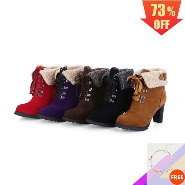 boots 2021 winter high heel booties woman ladies snow ankle plush fur lace up shoes plus size 35-43, Black
boots 2021 winter high heel booties woman ladies snow ankle plush fur lace up shoes plus size 35-43, Black