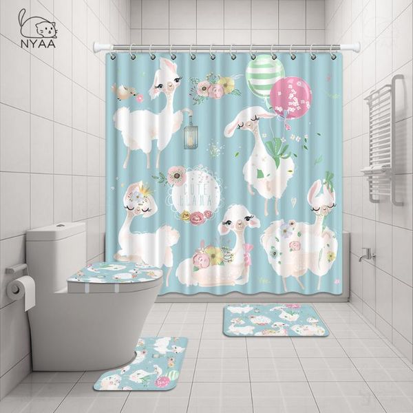 bath accessory set cute alpaca shower curtain cartoon waterproof mildewproof non-slip mat rugs toilet seat cover carpets
bath accessory set cute alpaca shower curtain cartoon waterproof mildewproof non-slip mat rugs toilet seat cover carpets