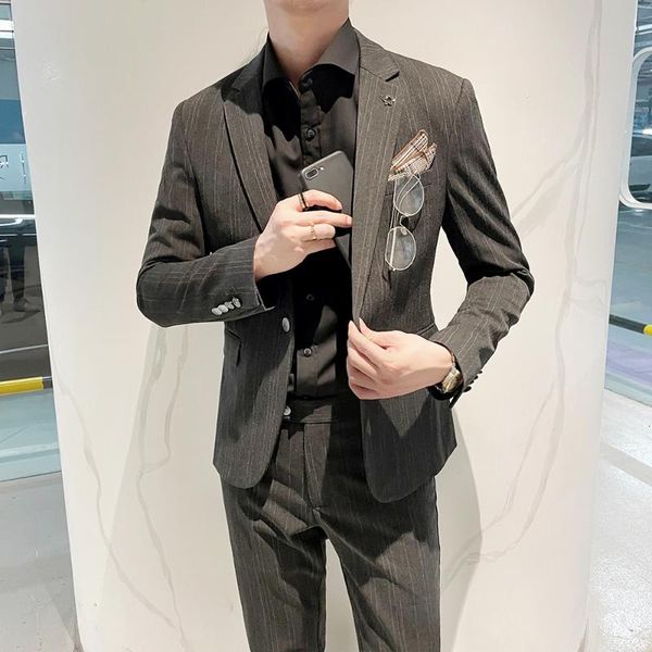 men's suits & blazers brand striped business suit men 2 pcs set pants fashion slim wedding for groom tuxedos clothing costume homme, White;black
men's suits & blazers brand striped business suit men 2 pcs set pants fashion slim wedding for groom tuxedos clothing costume homme, White;black