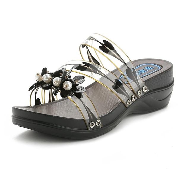 slippers 2021 summer women sandals female genuine leather thick high-heeled platform middle-aged mother non-slip comfortable, Black
slippers 2021 summer women sandals female genuine leather thick high-heeled platform middle-aged mother non-slip comfortable, Black