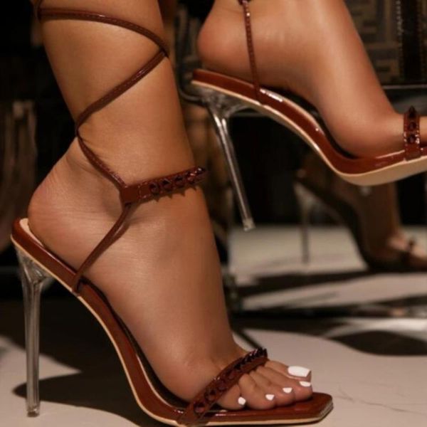 dress shoes leopard land summer plus size women's fashion crystal heel rivet high heels lace-up square toe stiletto sandals cwf, Black
dress shoes leopard land summer plus size women's fashion crystal heel rivet high heels lace-up square toe stiletto sandals cwf, Black