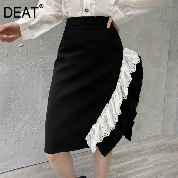 high elastic waist half-body skirt women black ruffles lace patchwork asymmetrical fashion tide summer 7d0809 210421
high elastic waist half-body skirt women black ruffles lace patchwork asymmetrical fashion tide summer 7d0809 210421