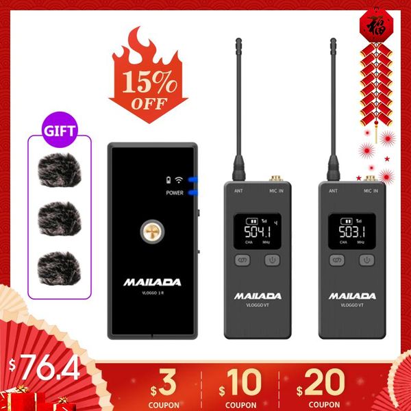 wireless microphone mailada vloggo uhf condensor mic video recording lavalier trans/receivers for phones dslr pk rode microphones
wireless microphone mailada vloggo uhf condensor mic video recording lavalier trans/receivers for phones dslr pk rode microphones