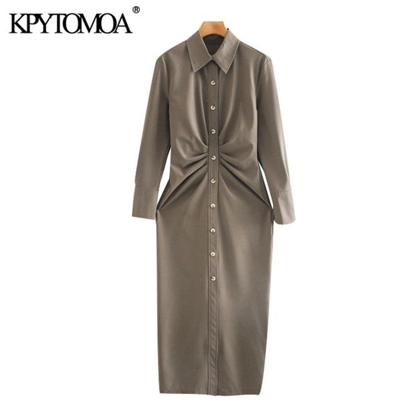 women chic fashion with pleated cuffs draped midi shirt dress vintage long sleeve button-up female dresses mujer 210421, Black;gray
women chic fashion with pleated cuffs draped midi shirt dress vintage long sleeve button-up female dresses mujer 210421, Black;gray