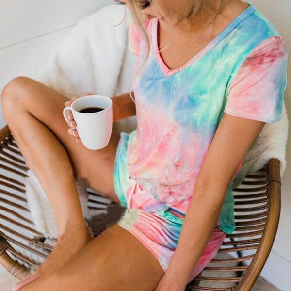 women's tracksuits european and american casual wear v short-sleeved t shirt tie-dyed loose shorts two suit, Gray
women's tracksuits european and american casual wear v short-sleeved t shirt tie-dyed loose shorts two suit, Gray