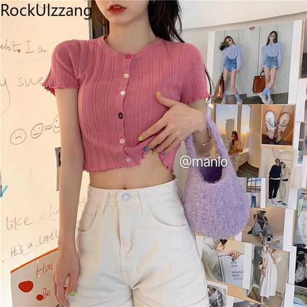 women's t-shirt short sleeve round neck button solid bandage knit ruffles t shirt women crop summer korean cute lolita pretty, White
women's t-shirt short sleeve round neck button solid bandage knit ruffles t shirt women crop summer korean cute lolita pretty, White