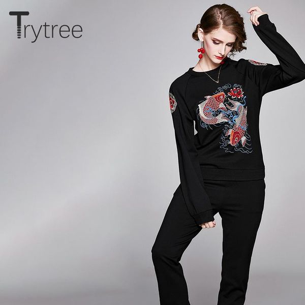 two piece dress trytree autumn winter set casual o-neck embroidery + pants elastic waist fashion slim fit office lady 2, White
two piece dress trytree autumn winter set casual o-neck embroidery + pants elastic waist fashion slim fit office lady 2, White
