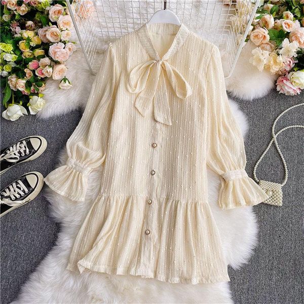 casual dresses elegant mermaid women autumn flare sleeved solid button loose lady bow neck mini female clothing quality, Black;gray
casual dresses elegant mermaid women autumn flare sleeved solid button loose lady bow neck mini female clothing quality, Black;gray