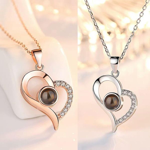 language i love you projection heart necklace 2021 romantic lover memory wedding fashion jewelry drop pendant necklaces, Silver
language i love you projection heart necklace 2021 romantic lover memory wedding fashion jewelry drop pendant necklaces, Silver
