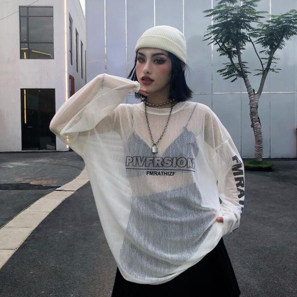 women summer harajuku mesh long sleeve t shirt see-through hip hop woman fashion loose tshirts sun-protective clothing women's t-s, White
women summer harajuku mesh long sleeve t shirt see-through hip hop woman fashion loose tshirts sun-protective clothing women's t-s, White
