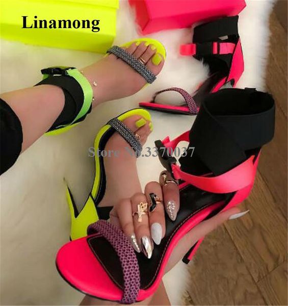 test women fashion open toe patchwork stiletto heel gladiator sandals ankle wrap buckles neon yellow high heels, Black
test women fashion open toe patchwork stiletto heel gladiator sandals ankle wrap buckles neon yellow high heels, Black