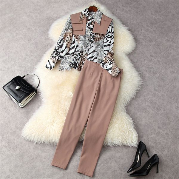 women's two piece pants spring fashion track for two parts women's clothing designers long leopard sleeve print blouse and suit pa, White
women's two piece pants spring fashion track for two parts women's clothing designers long leopard sleeve print blouse and suit pa, White