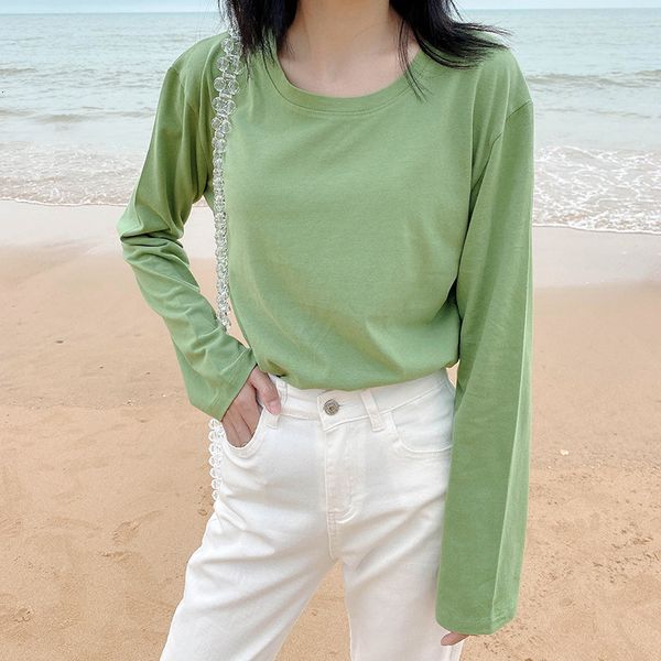women's t-shirt round neck long sleeve woman cotton t-shirts basic solid color tees autumn new korean loose etn5, White
women's t-shirt round neck long sleeve woman cotton t-shirts basic solid color tees autumn new korean loose etn5, White