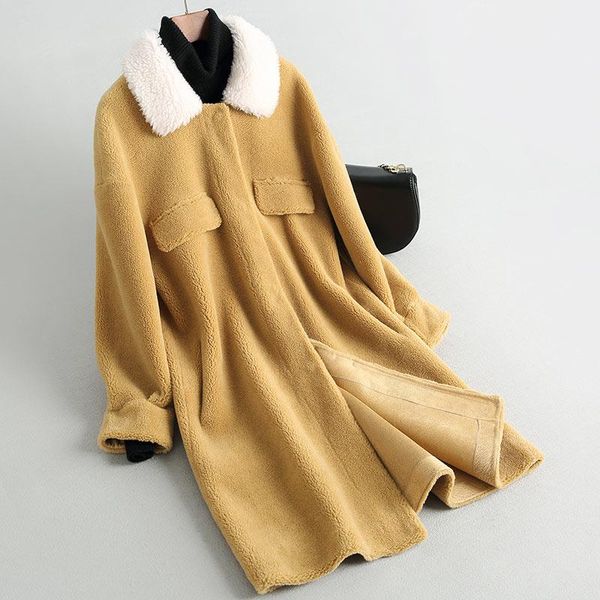 women's fur & faux autumn winter real composite lamb coat women genuine shearling wool coat/jacket with suede leather liner a195, Black
women's fur & faux autumn winter real composite lamb coat women genuine shearling wool coat/jacket with suede leather liner a195, Black